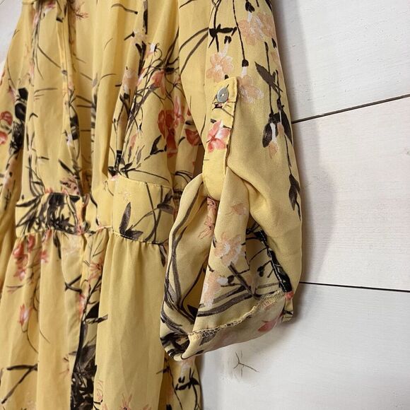 Haute Project Las Angeles Dress Women's Size S Yellow Floral Open Kimono Coverup - Picture 5 of 8